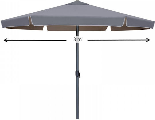 Professioneller Rundschreiben Garten- und Terrassen-Sonnenschirm Aluminium Grau Φ3m