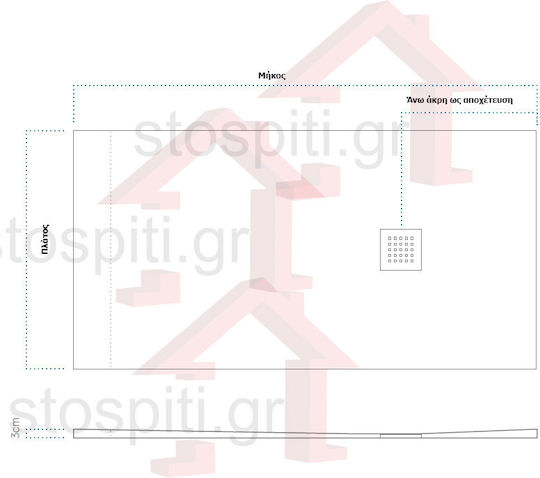 Sanitec Flat Stone Duș Acrilic 100x80cm Gri