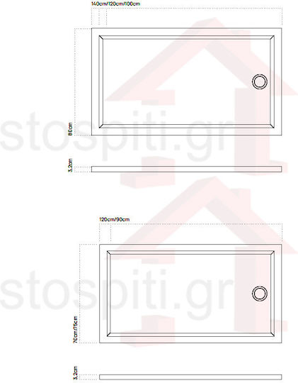 Sanitec Flat Classic Acrilică Duș 100x80cm