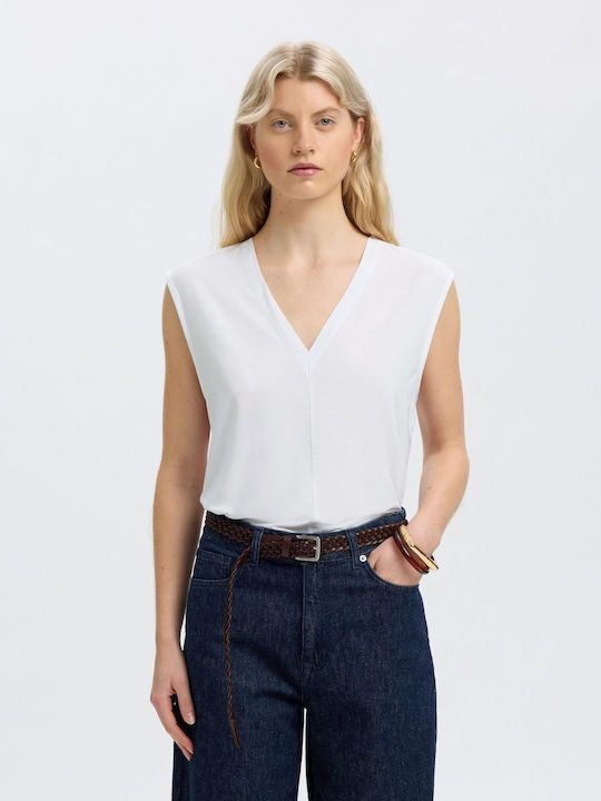 Damen Bluse mit V-Ausschnitt Weiß
