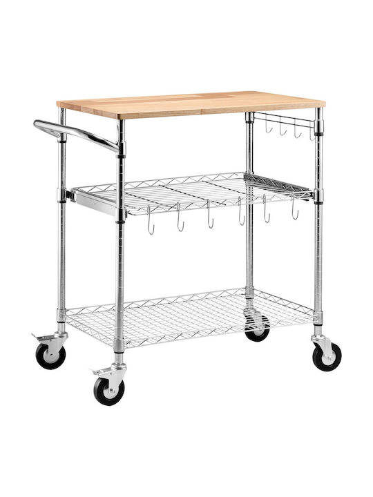 Vevor Τρόλεϊ Κουζίνας Μεταλλικό Ασημί 76x46x91cm