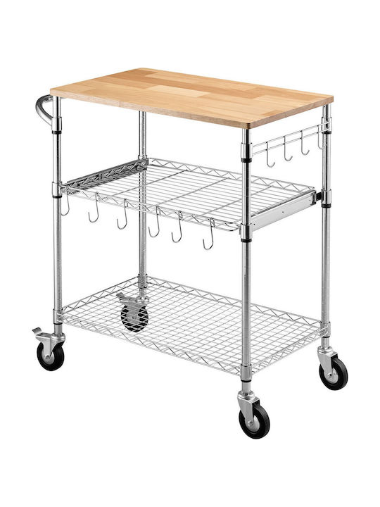 Vevor Τρόλεϊ Κουζίνας Μεταλλικό Ασημί 76x46x91cm