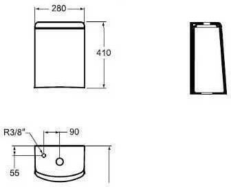 Ideal Standard Rezervor de Apă Montat pe Perete Plastic Rectangular de Joasă Presiune Alb