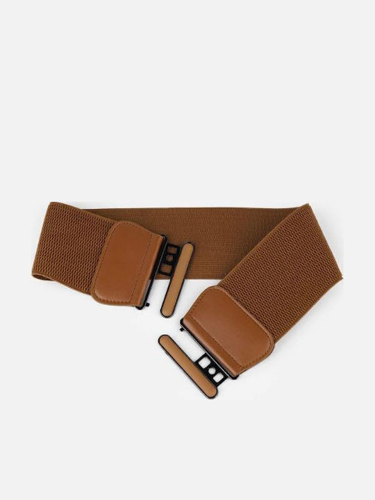 Wide Elastic Brown Women's Belt