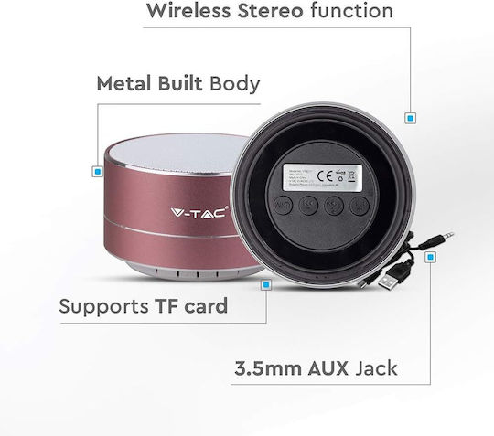 Boxă Bluetooth 3W Cu Durată De Viață A Bateriei Până La 3 Ore Roz 7715
