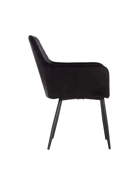 Latrell Dining Chairs Velvet Black 2pcs 55x57x84cm
