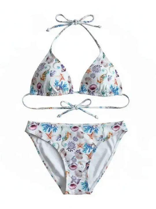 Set Bikini Dreieck mit Abnehmbarer Verstärkung Weiß