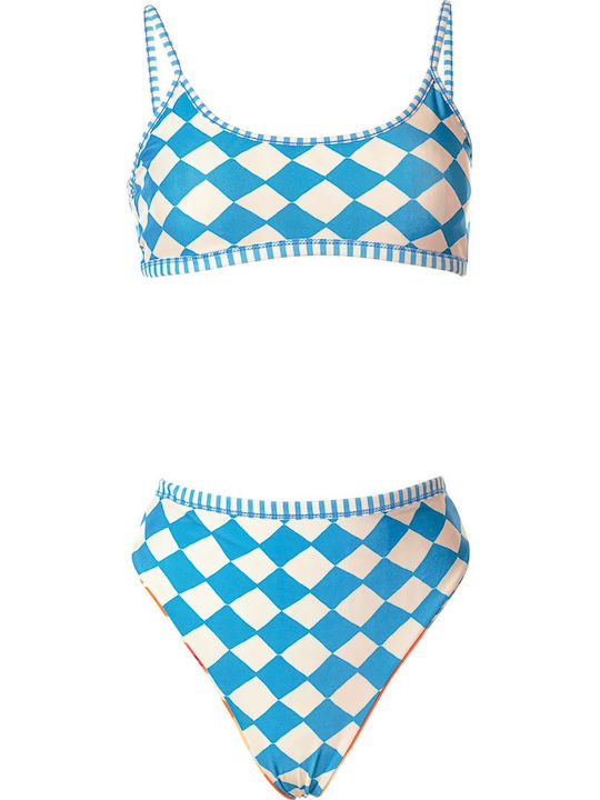 Set Bikini Μπουστάκι Ψηλόμεσο Μπλε