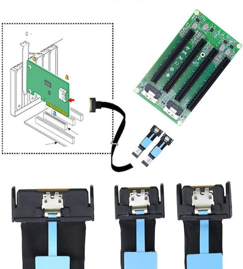 Καλώδιο Chenyang Pci-e 5.0 Mcio 8x Προς 2x Mcio 4x 74 Ακίδων 38 Ακίδων 0,5 M