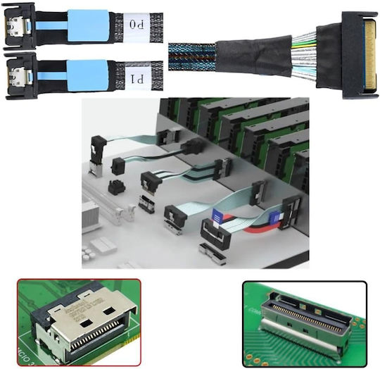 Καλώδιο Chenyang Pci-e 5.0 Mcio 8x Προς 2x Mcio 4x 74 Ακίδων 38 Ακίδων 0,5 M