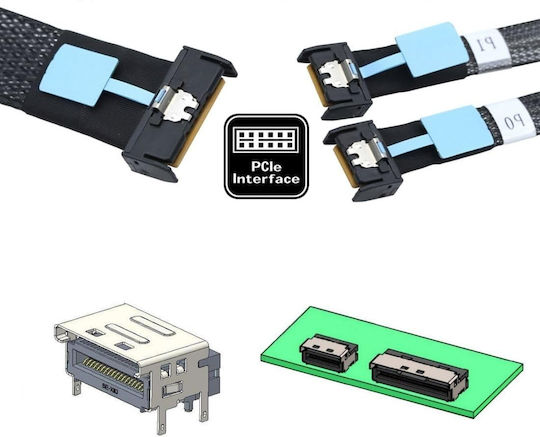 Καλώδιο Chenyang Pci-e 5.0 Mcio 8x Προς 2x Mcio 4x 74 Ακίδων 38 Ακίδων 0,5 M