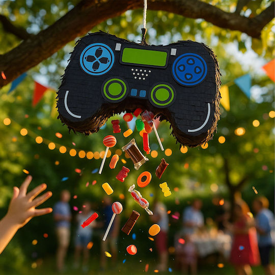 Relaxdays Set Pinata Gamer Baston Mască Albastră Galbenă Roșie 30x9x46 Cm