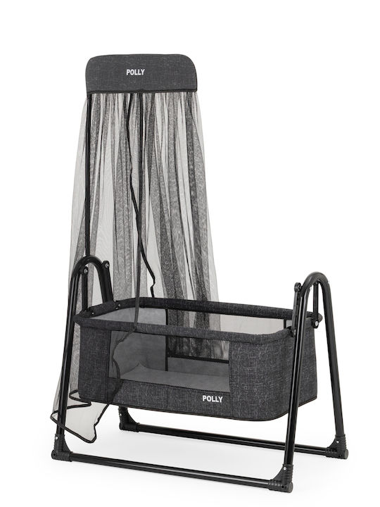 SteweHome Cradle with Mattress and Wheels Black