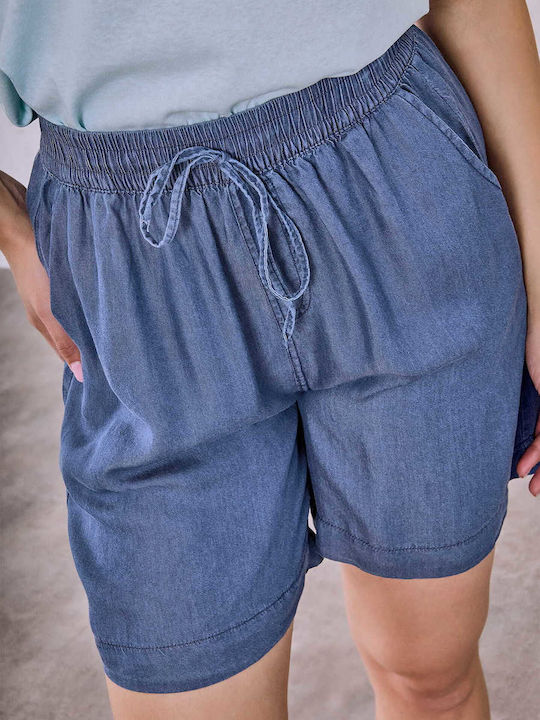 Celestino Women's Cotton Denim Look Dark Blue Shorts