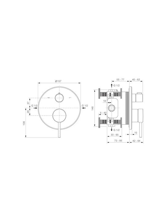 Ideal Standard Mixer Baterie Încastrabilă Pentru Duș 2 Ieșiri Argintiu