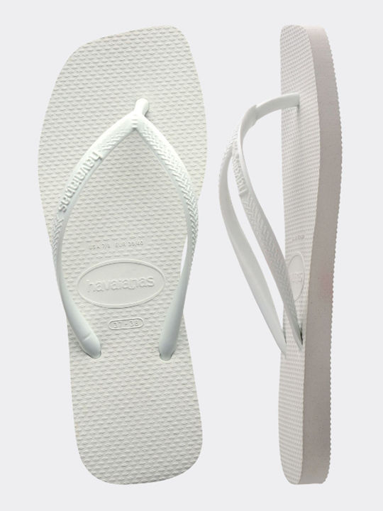Slim Square Flip Flops in White Colour