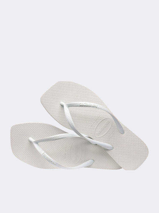 Slim Square Flip Flops in White Colour