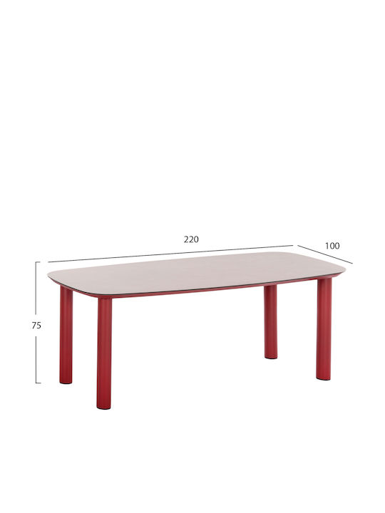 Dosun Esszimmer- und Küchentisch aus Aluminium Rot 220x100x75cm