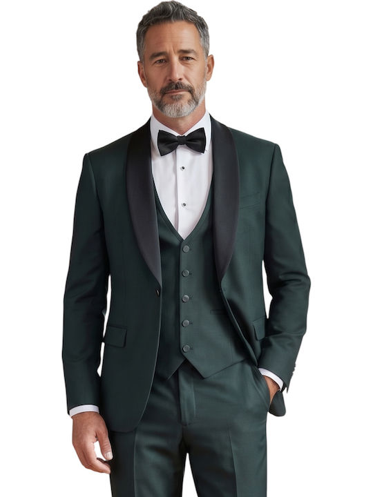Men's Groom's Suit with Vest Green