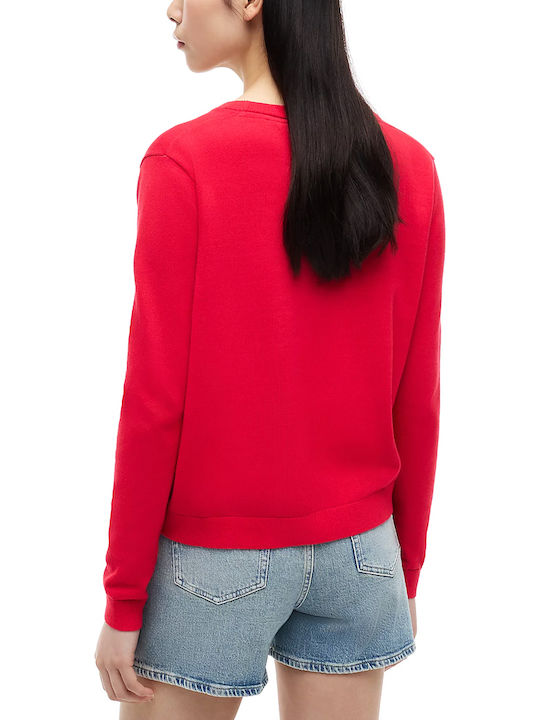 Tommy Hilfiger Essential Damen Langärmeliges Baumwoll-Pullover mit V-Ausschnitt Rot Tommy Hilfiger Essential Damen Langärmeliges Baumwoll-Pullover mit V-Ausschnitt Rot