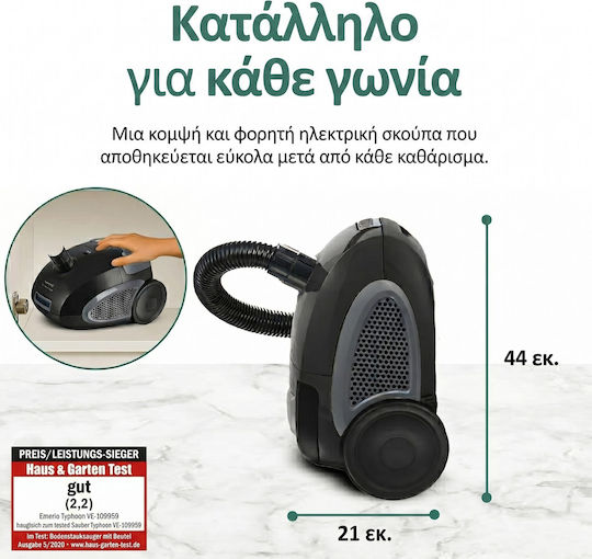 Emerio VE-109959.14 Vacuum Cleaner 800W Bagged 2lt Black