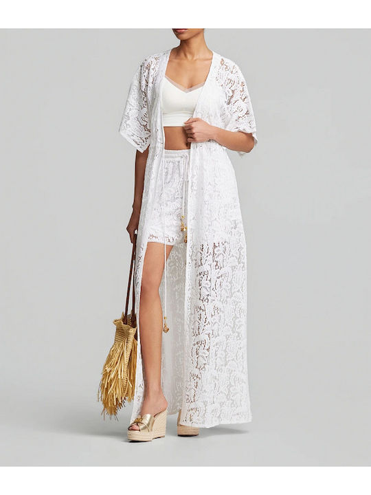 Lynne Damen Maxi Kaftan Strand Weiß