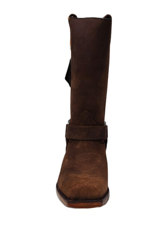 Δερμάτινες Γυναικείες Μπότες Cowboy Καφέ