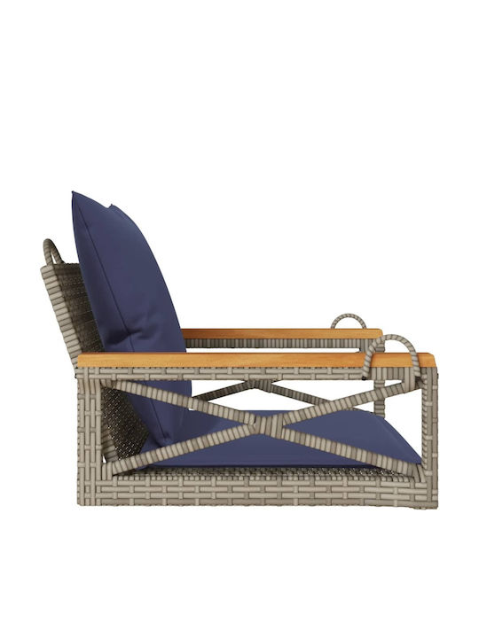 Swing Armchair with Stand and Pillow Rattan Gray L63xW62xH40cm