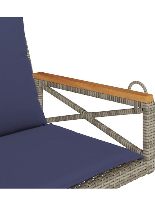 Swing Armchair with Stand and Pillow Rattan Gray L63xW62xH40cm