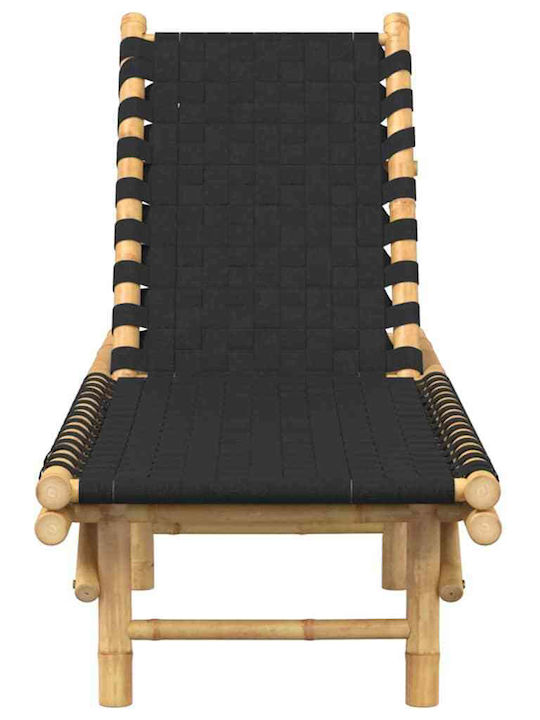 Bamboo Garden & Pool Deckchair Black 199x55x30cm