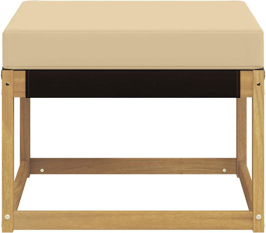 Wooden Garden Stool Cube Outdoor with Cushion White 59x59x37cm