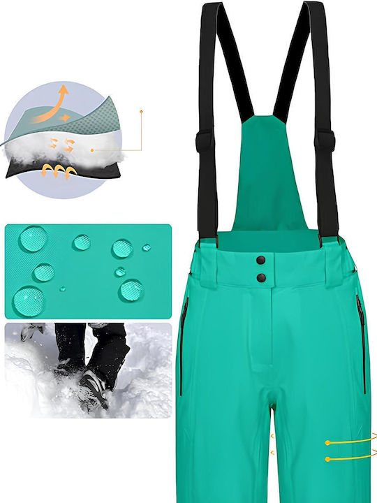 B098XLCBH7 Γυναικείο Παντελόνι Σκι & Snowboard Πράσινο