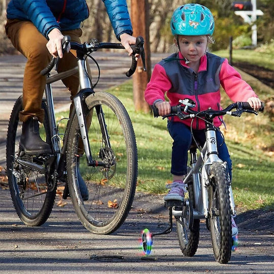 Set Roți de Antrenament Bicicletă Multicolor cu Iluminare LED 2 Reglabile 12-20 Inch