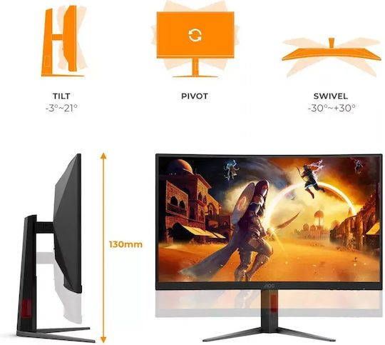 AOC C27G4Z2 VA Curved Gaming Monitor 27" FHD 1920x1080 280Hz with 1ms Response Time GTG