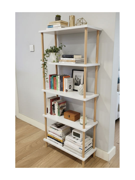 White Bookcase 60x25x136cm