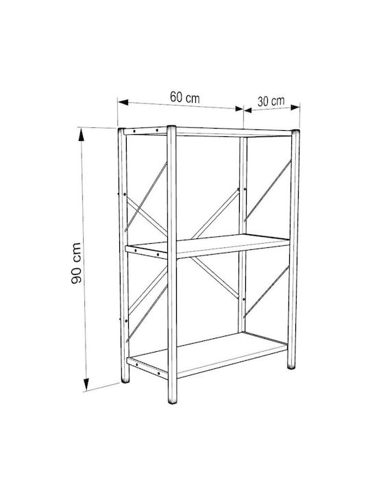 Bibliotecă Albă 60x30x90cm