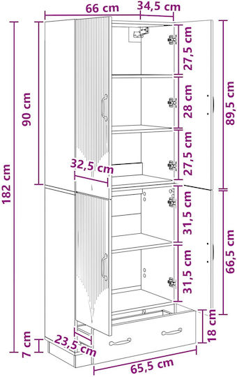 Βιβλιοθήκες Γυαλιστερό Λευκό (2τμχ) 66x34.5x184εκ.