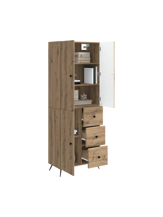 Wall Living Room Cabinet Made of Particle Board in Oak 66x34.5x90cm