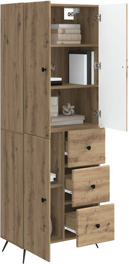 Wall Living Room Cabinet made of Particle Board Oak 66x34.5x90cm