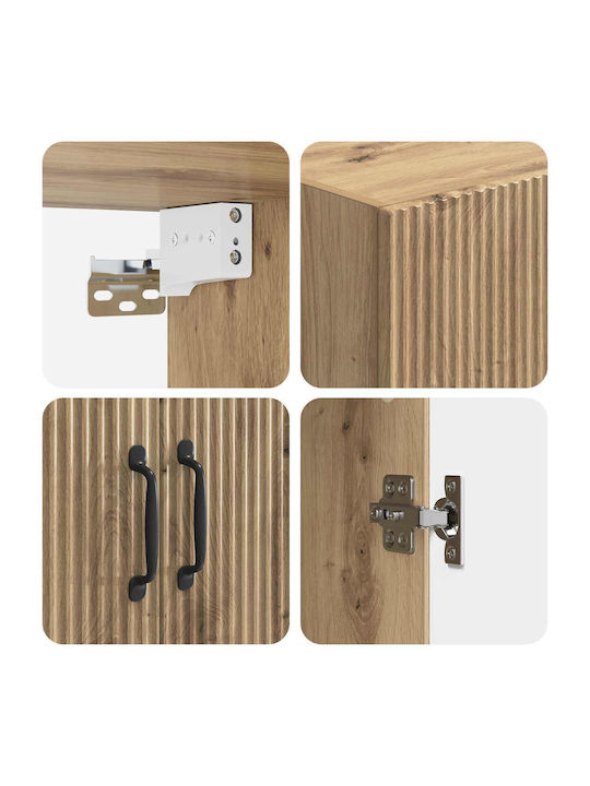 Wall Living Room Cabinet Made of Particle Board in Oak 66x34.5x92cm