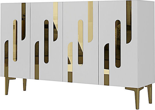 Μπουφές Ξύλινος με Καθρέπτη Καφέ 120x32x75cm