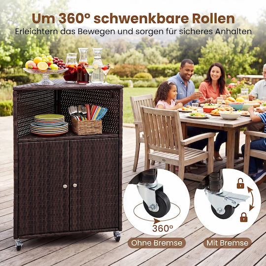 Corner Bookcase Rattan 111x47x66cm