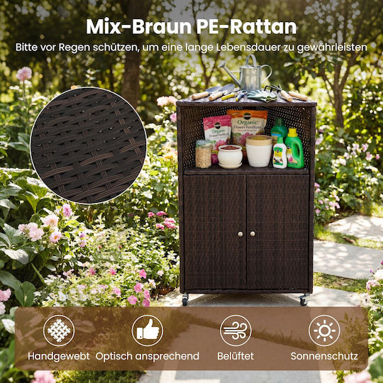 Corner Bookcase Rattan 111x47x66cm