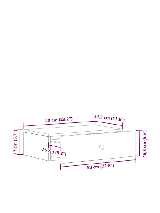 Wooden Console White L59xW34.5xH17cm
