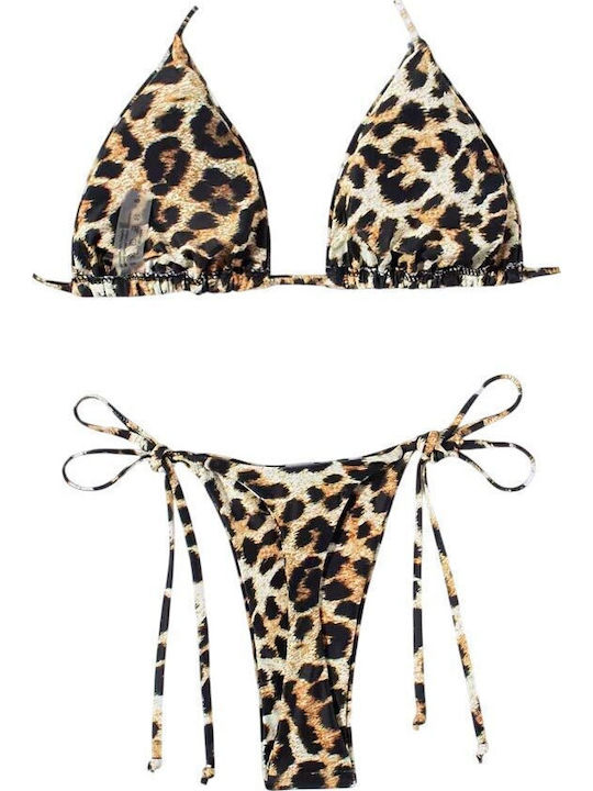 Set Bikini Animal Print Καφέ