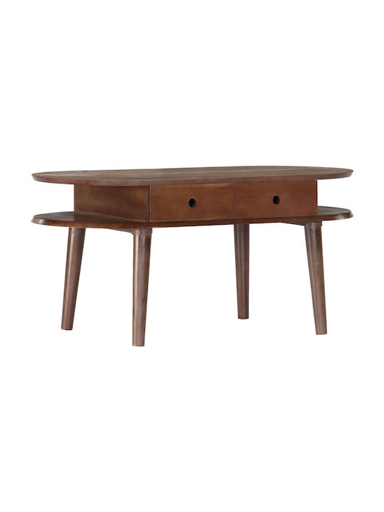 Rectangular Central Coffee Table Made of Solid Acacia Wood with Drawers Solid Wood 100x50x46 cm