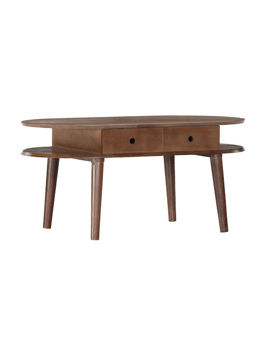 Rectangular Central Coffee Table Made of Solid Acacia Wood with Drawers Solid Wood 100x50x46 cm