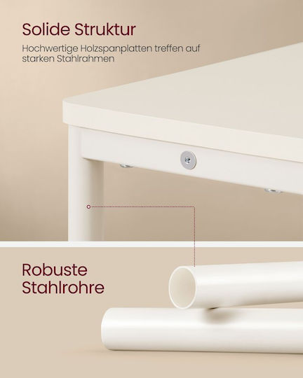 Ορθογώνιο Βοηθητικό Τραπεζάκι Ξύλινο Cream White Μ45xΠ18xΥ58εκ.