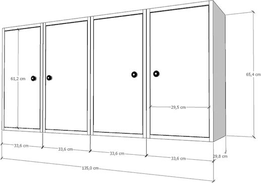 Буфет Дървен Бял 129x30x65.4см