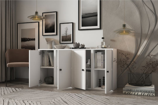 Буфет Дървен Бял 129x30x65.4см